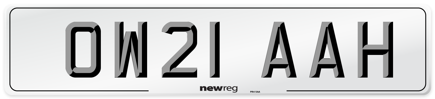 OW21 AAH Number Plate from New Reg